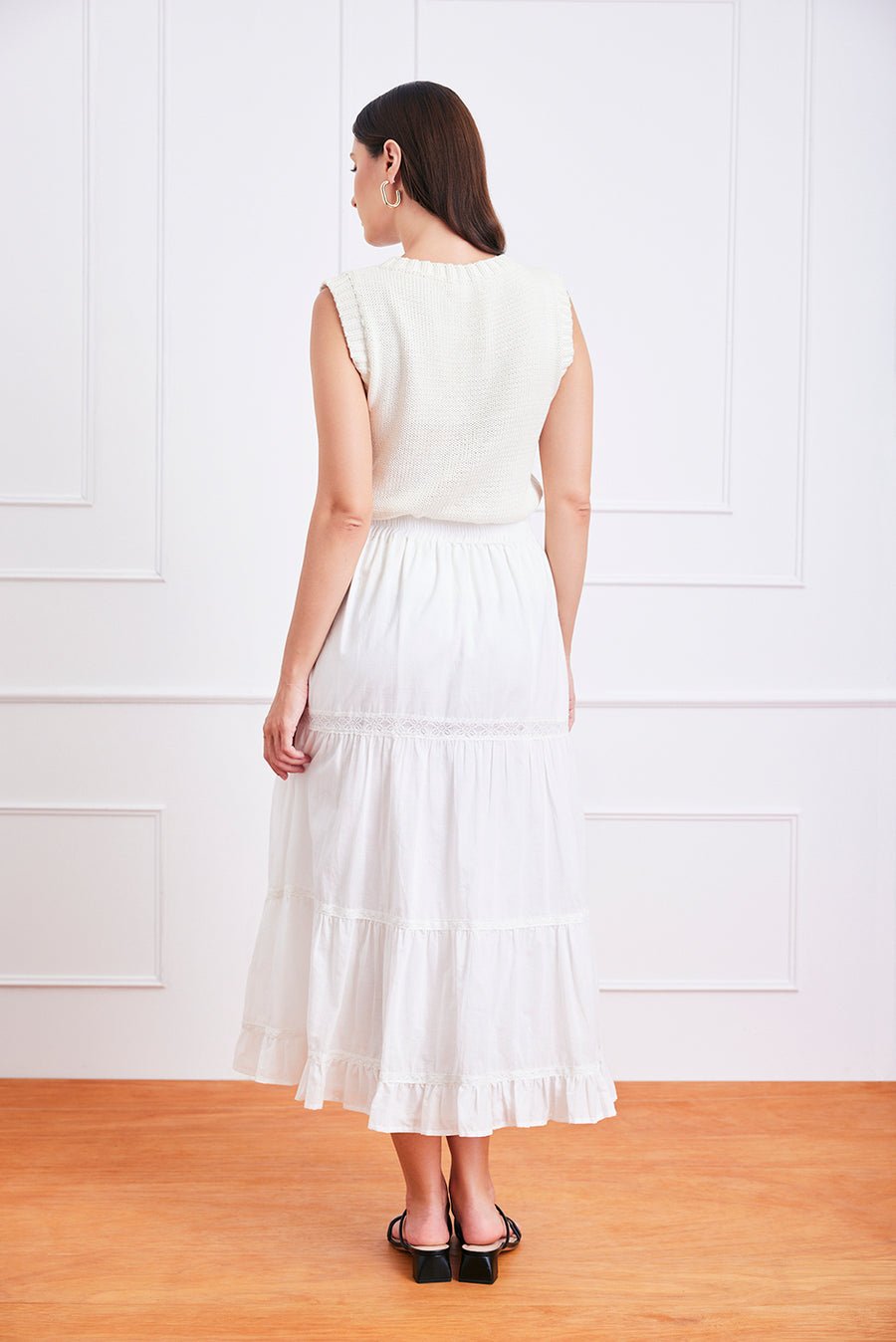 Colette Cotton Skirt in Off White - Image 3