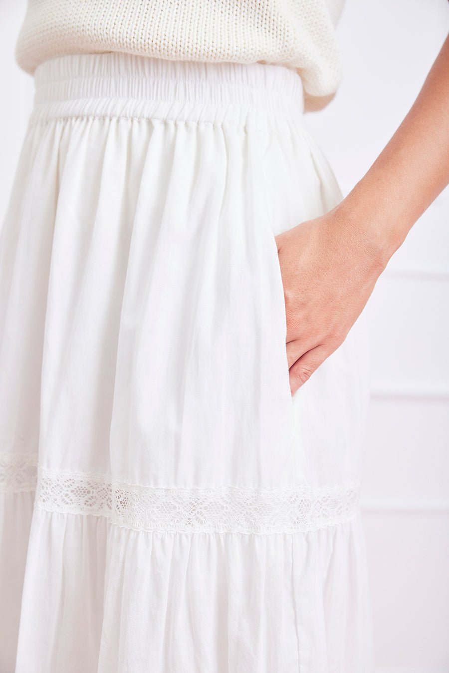 Colette Cotton Skirt in Off White - Image 4