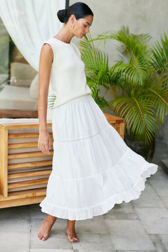 Colette Cotton Skirt in Off White