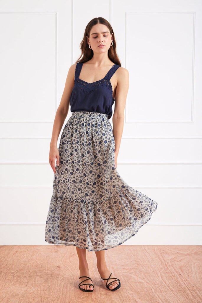 Wren Patterned Midi Skirt