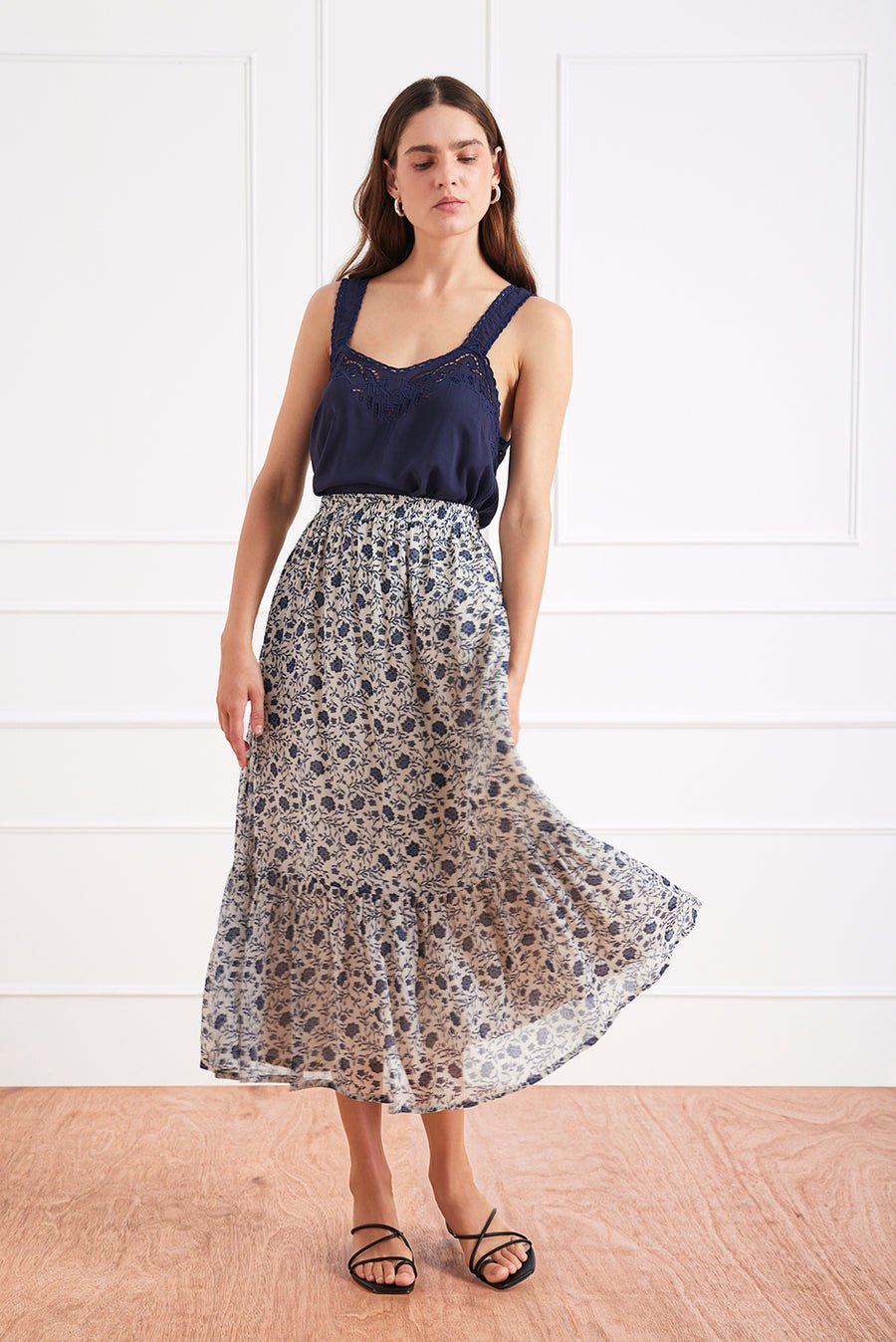 Wren Patterned Midi Skirt