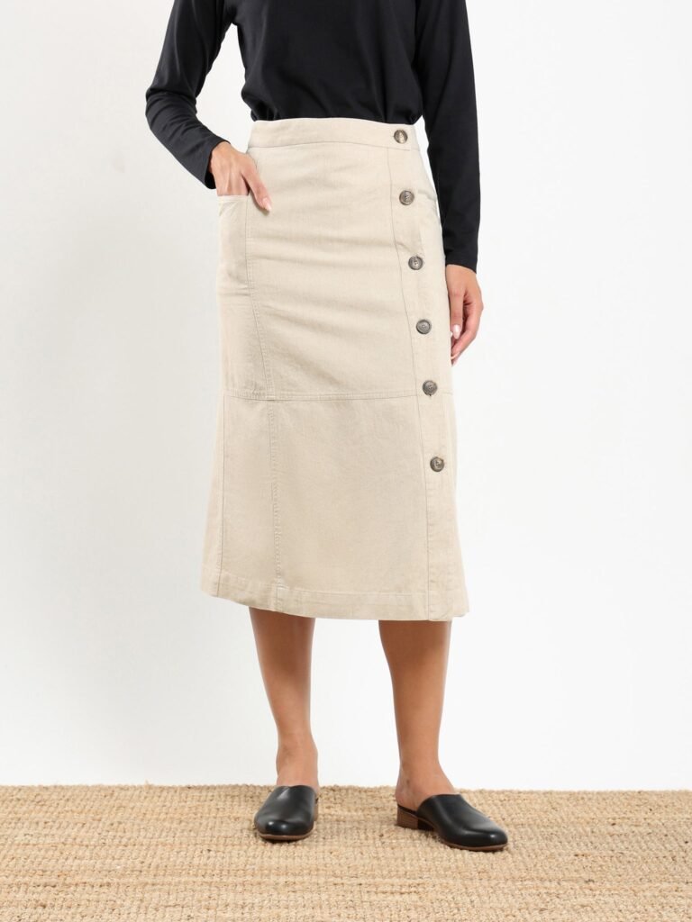 Nour Side Button Up Skirt in Desert Sand