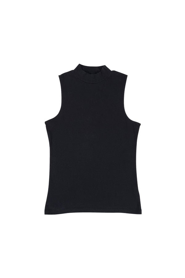 Mariposa Organic Cotton and Hemp Mock Neck Tank Top in Black
