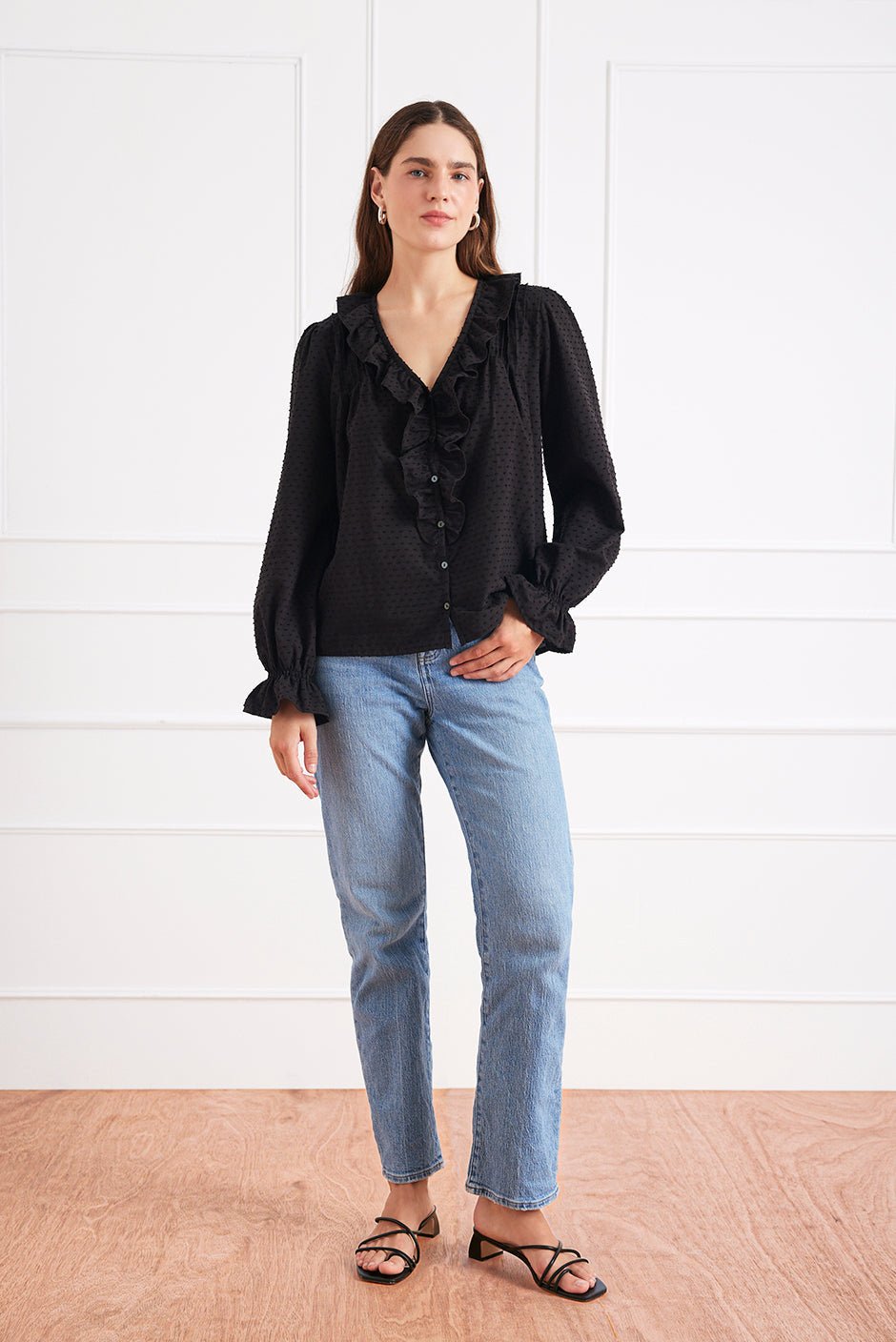 Long Sleeve Chloe Shirt in Black - Image 3