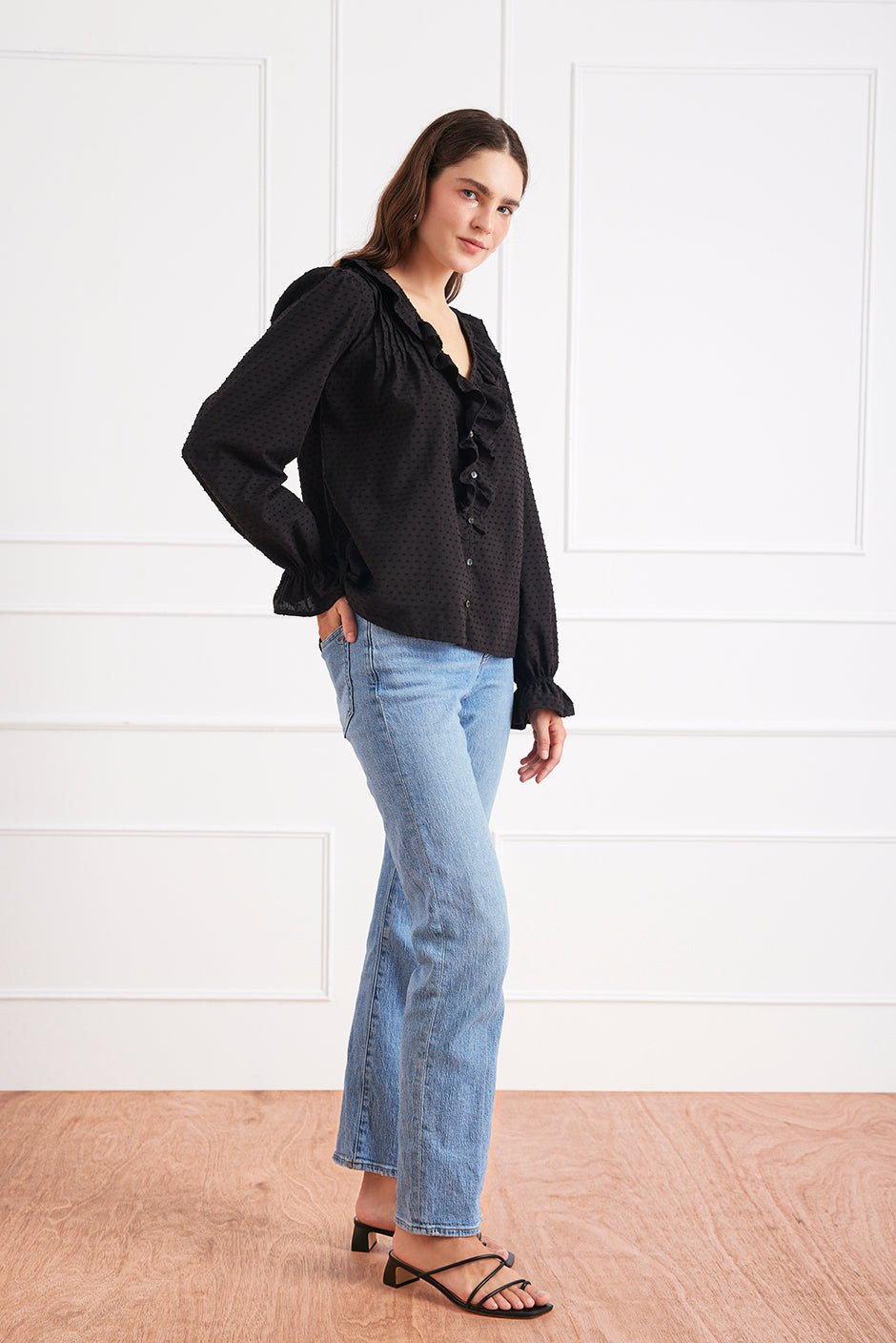 Long Sleeve Chloe Shirt in Black - Image 4