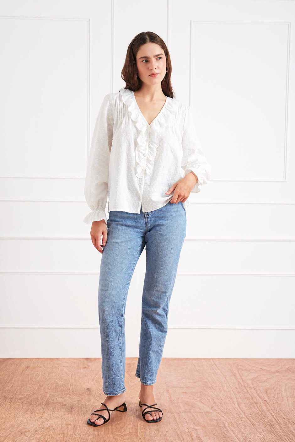 Long Sleeve Chloe Shirt in Off White - Image 2