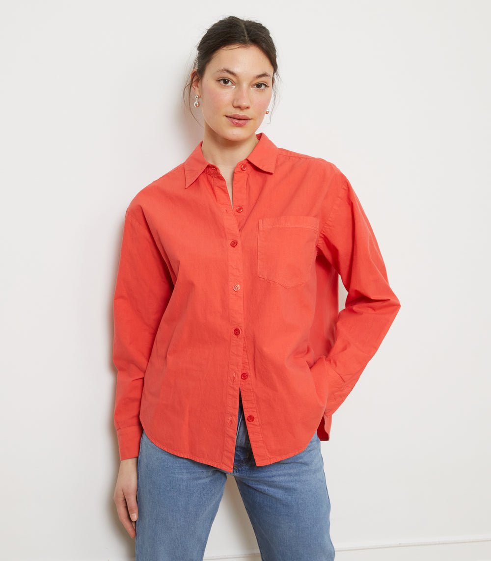 Diana Relaxed Button Up Shirt in Orange