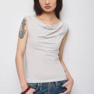 Sleeveless Cotton Jersey Basima Tank in Haze