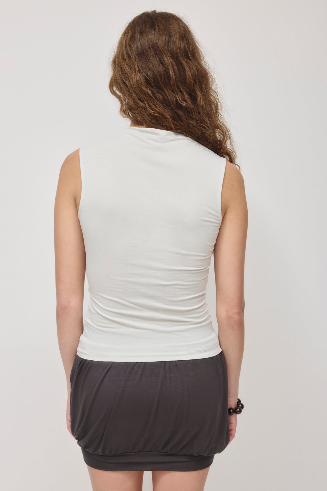 Sleeveless Cotton Jersey Samira Wrap Tank in Haze - Image 9