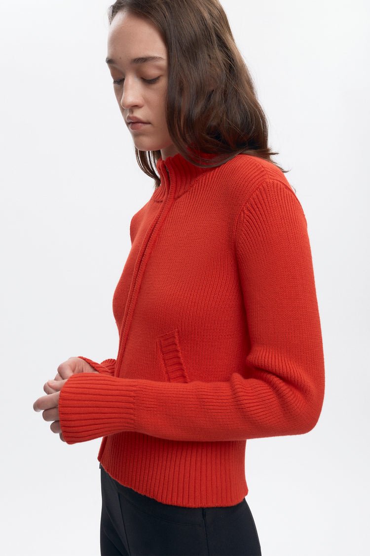 Asymmetric Cotton Zip Sweater in Black - Image 5