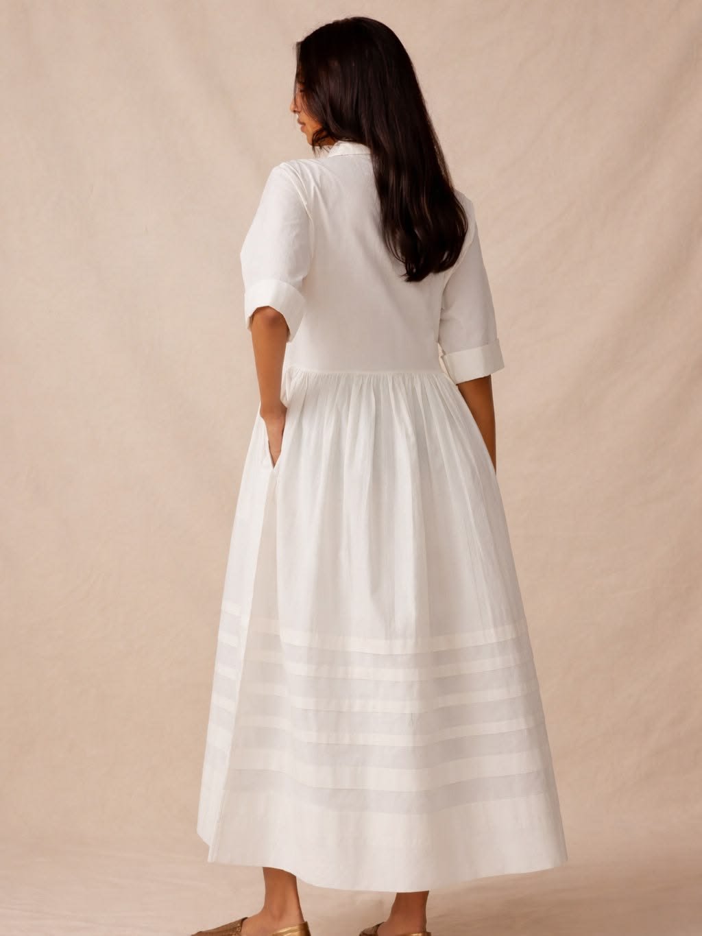 Pascale Cotton Shirt Dress in Ivory - Image 2