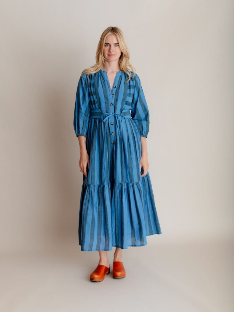 Colette Cotton Dress in Twilight Stripe