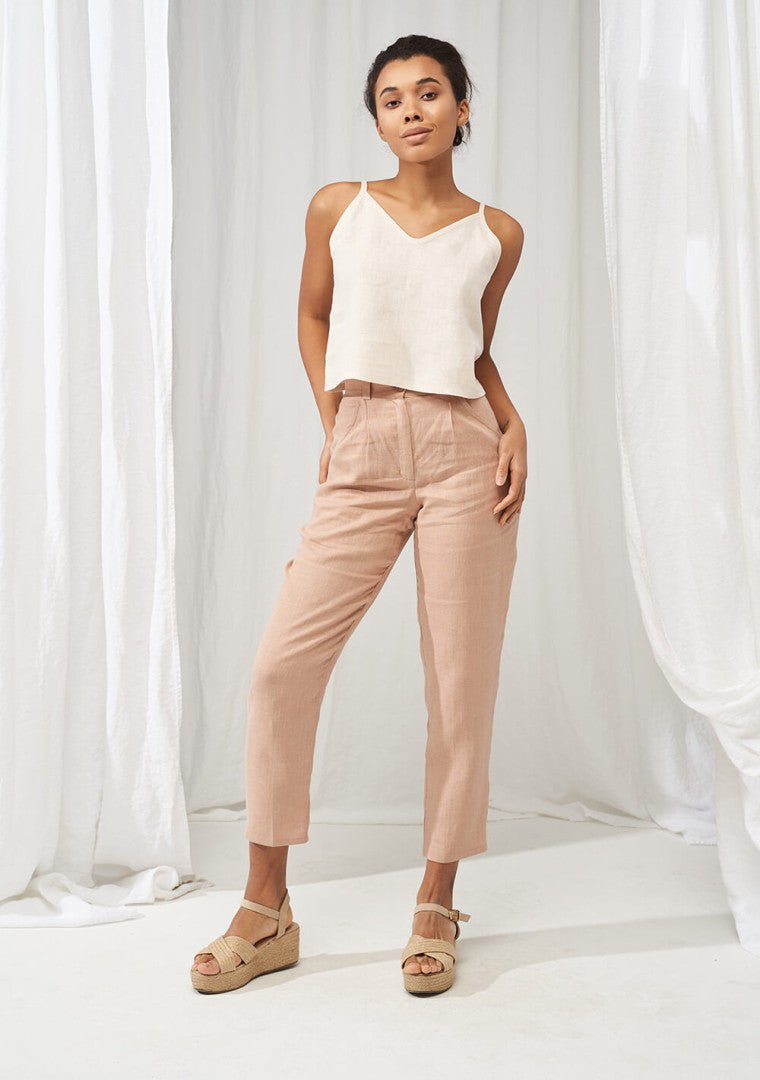 Ginger High Waisted Tapered Linen Pants - Image 5