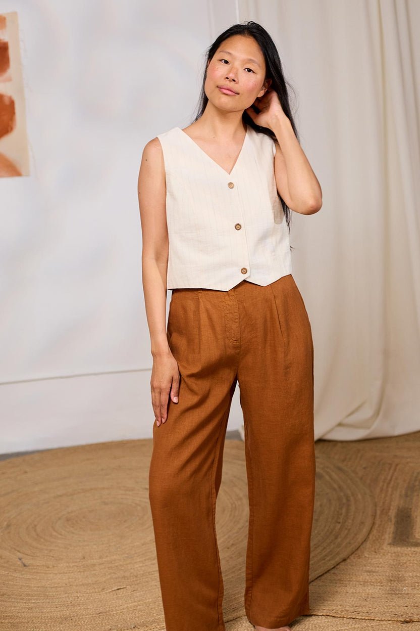 Kaloko Neutral Stripes Waistcoast Vest - Image 3
