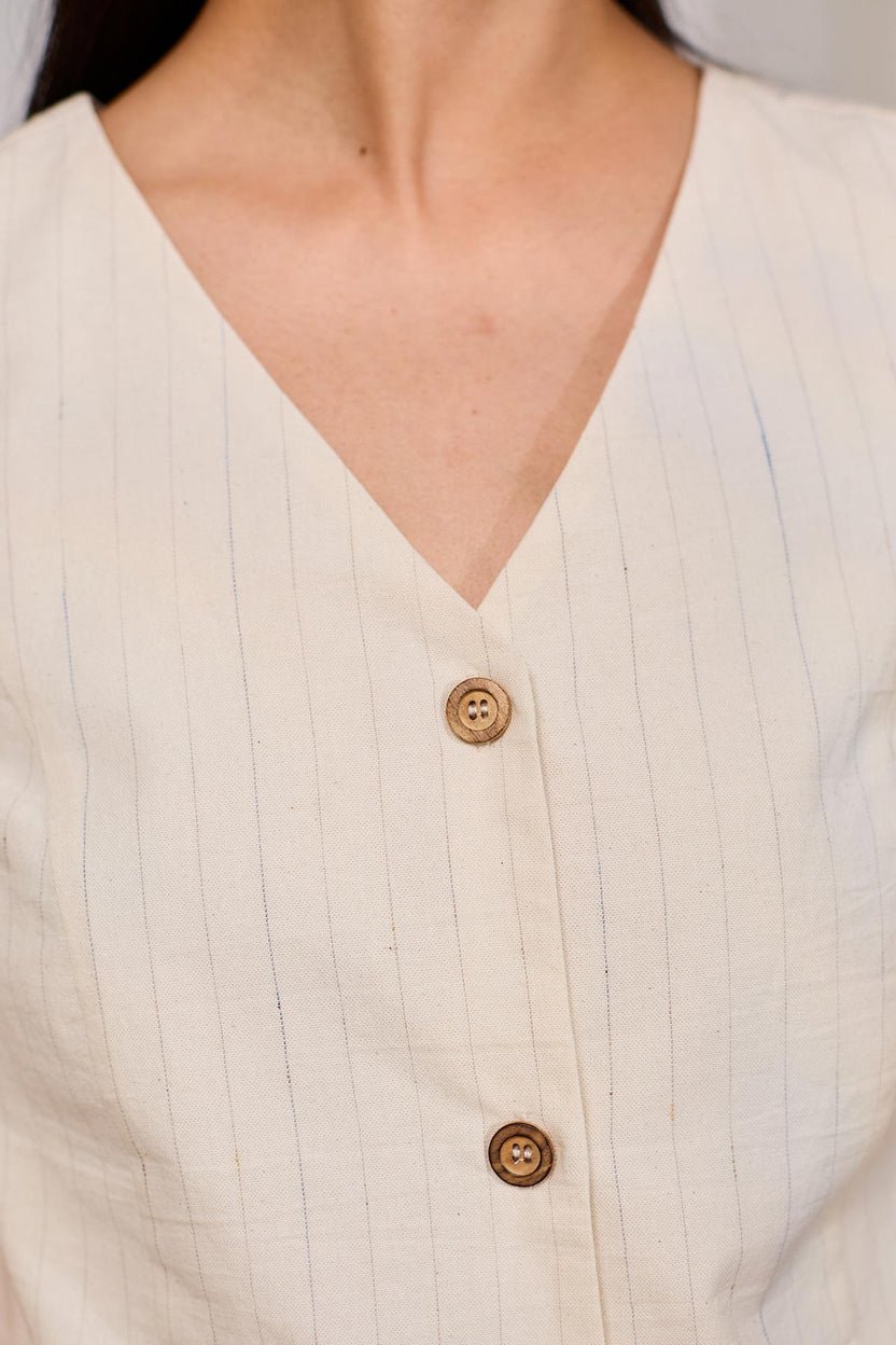 Kaloko Neutral Stripes Waistcoast Vest - Image 5
