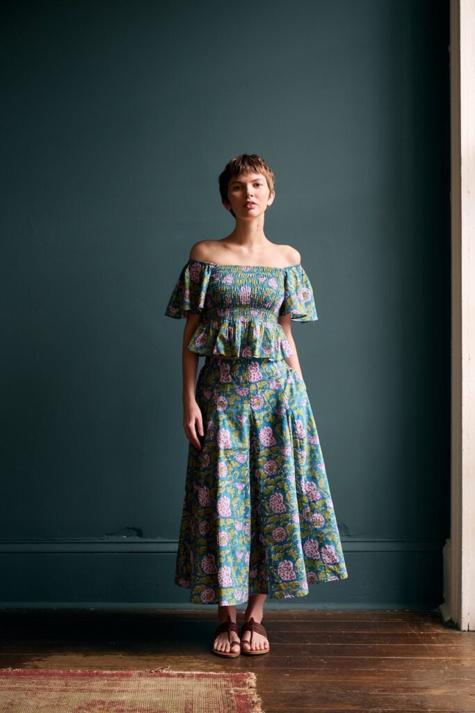 Nalini Cotton Skirt in Violet Hydrangea