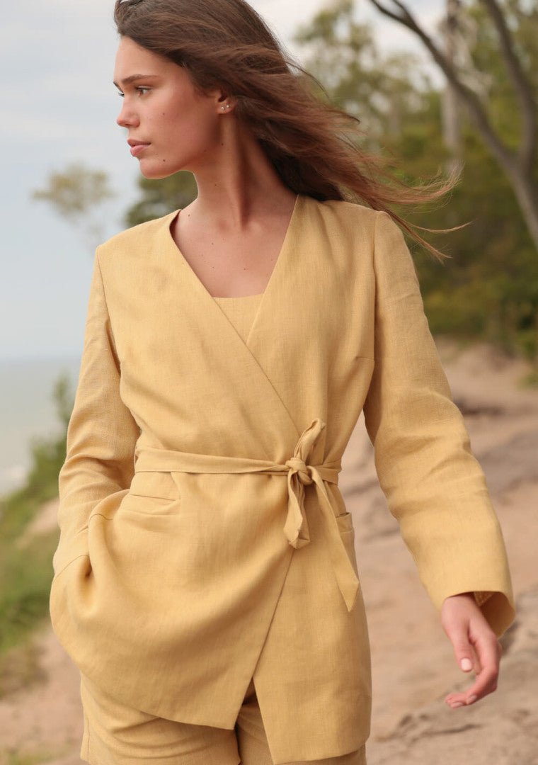 Sorelle Linen Tied Wrap Blazer - Image 2