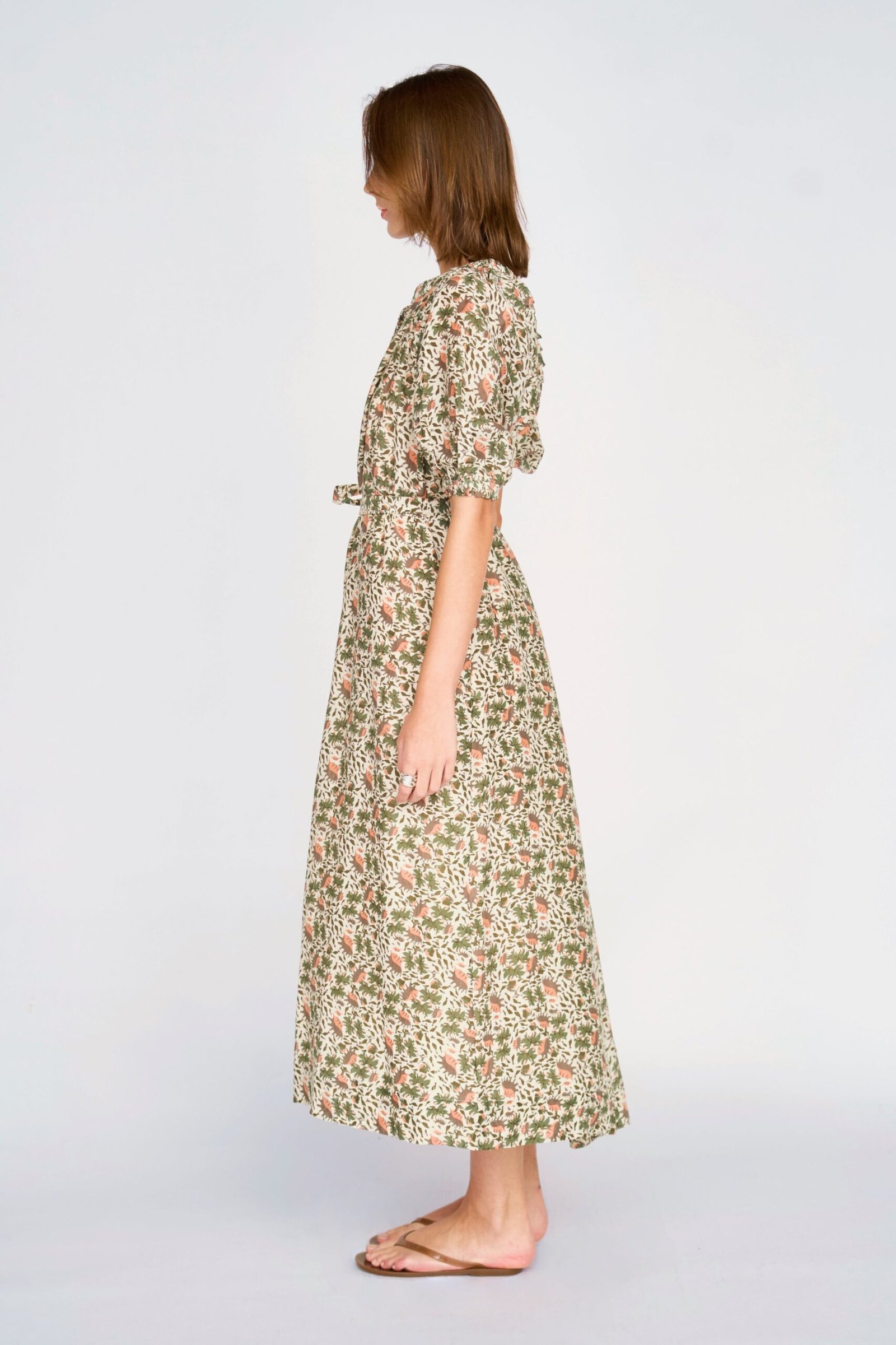 Somerset Cotton and Silk Dress in Pink Cowrie - Image 2