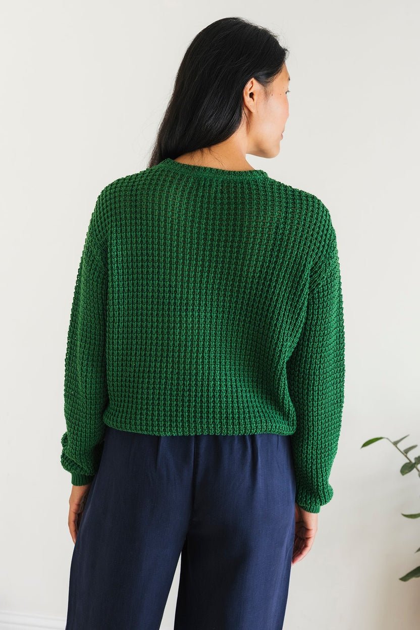 Teresa Leaf Green Organic Cotton Knit Sweater - Image 3