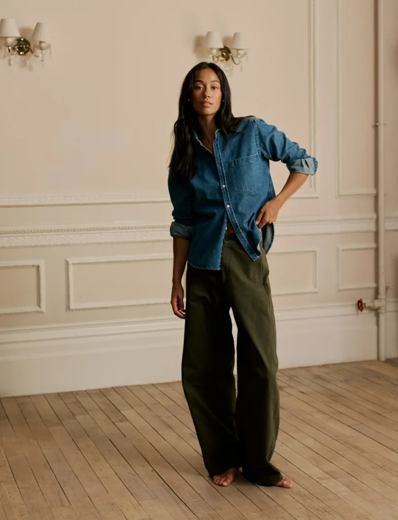Alba Trouser: Cotton Twill, Khaki Green