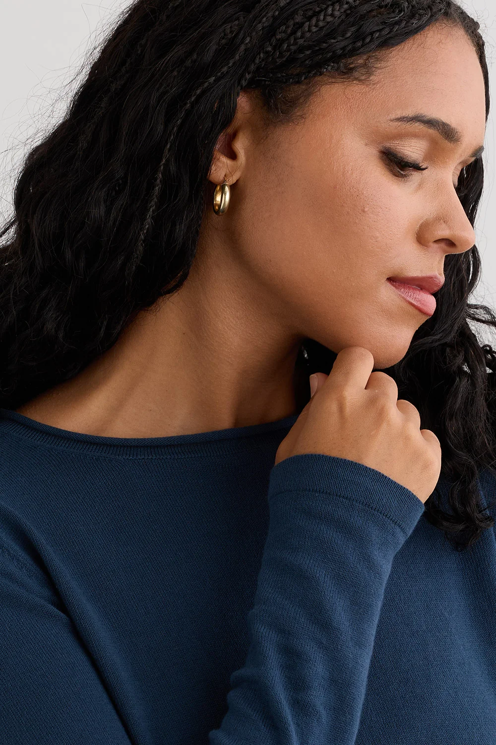 Women's Organic Cotton Roll Neck Sweater in Dark Pine - Image 4