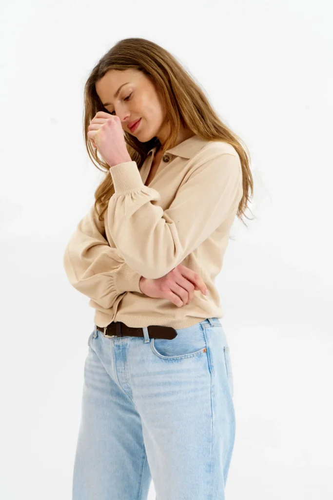 Nani Collared Organic Cotton Cardigan in Cream