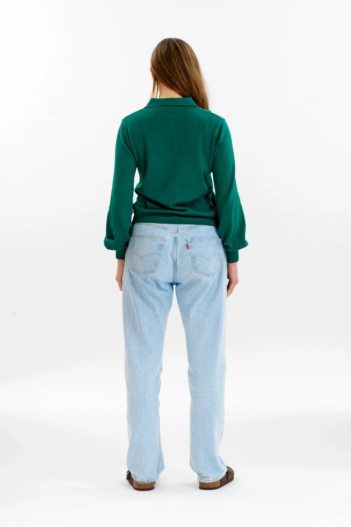 Nani Collared Organic Cotton Cardigan in Green - Image 2