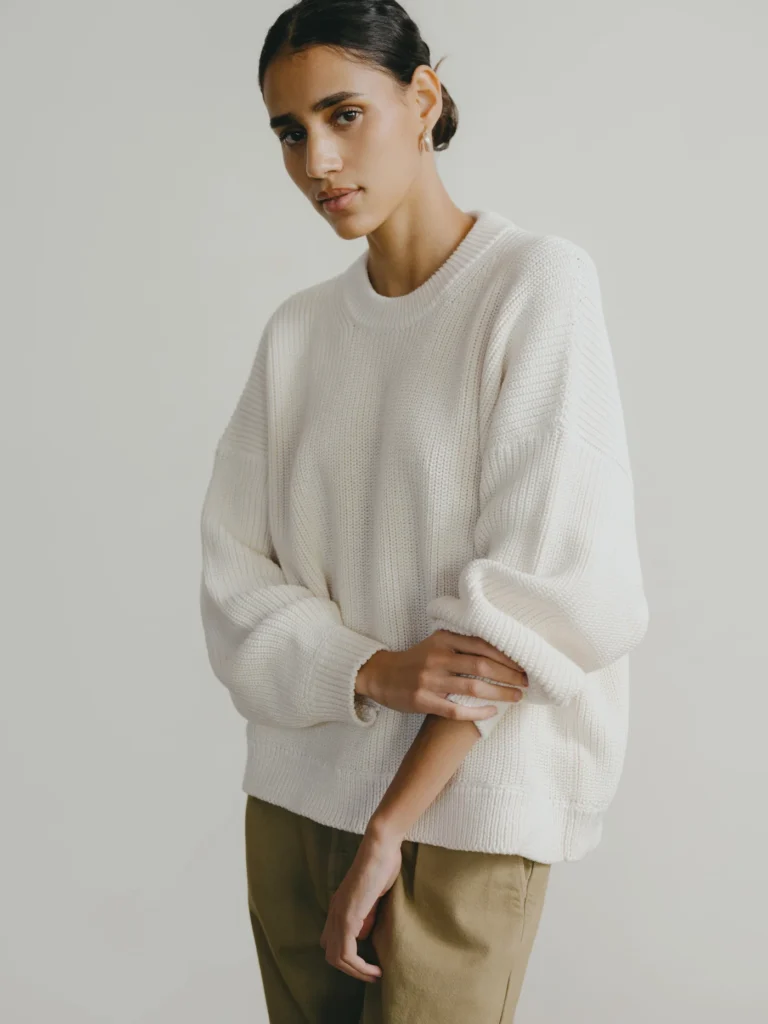 Chleo Crew, Organic Cotton Knit in Ecru