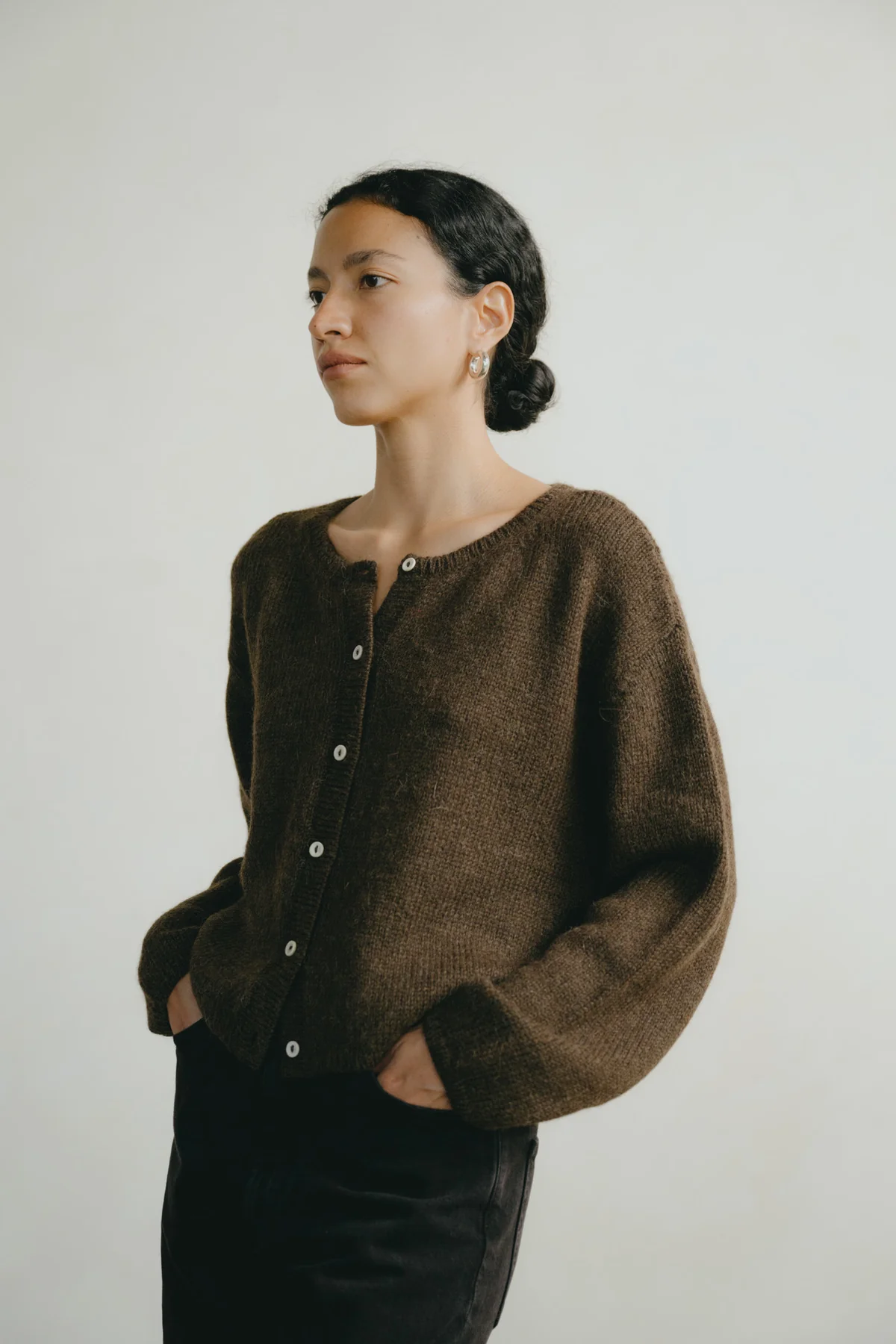 Everyday Cardigan, Baby Alpaca, Walnut Brown - Image 2