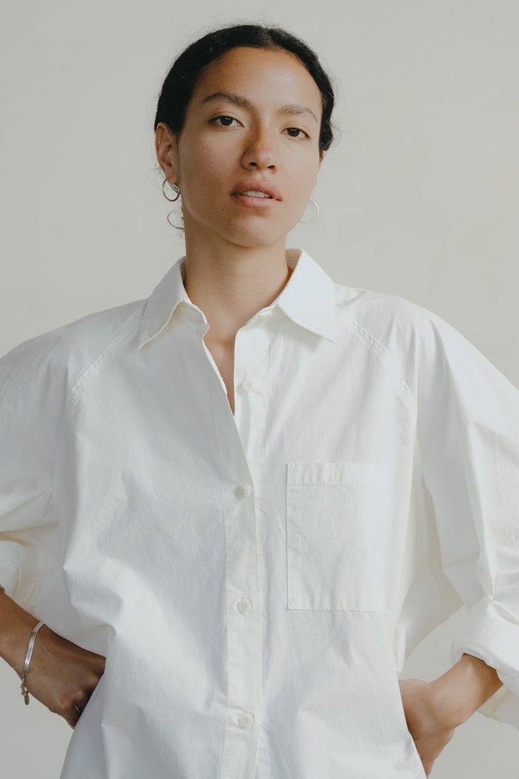 Rita Shirt, Organic Compact Poplin, Natural - Image 3