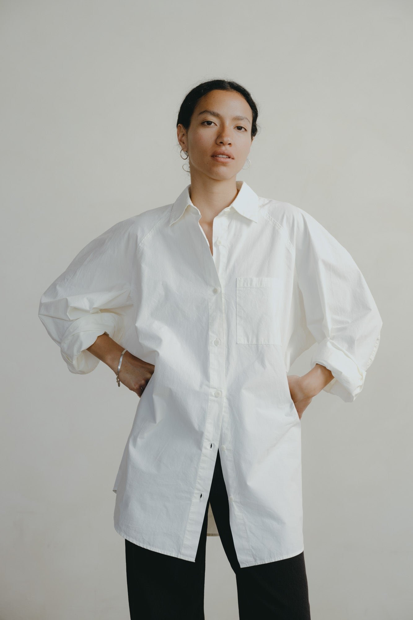Rita Shirt, Organic Compact Poplin, Natural - Image 4
