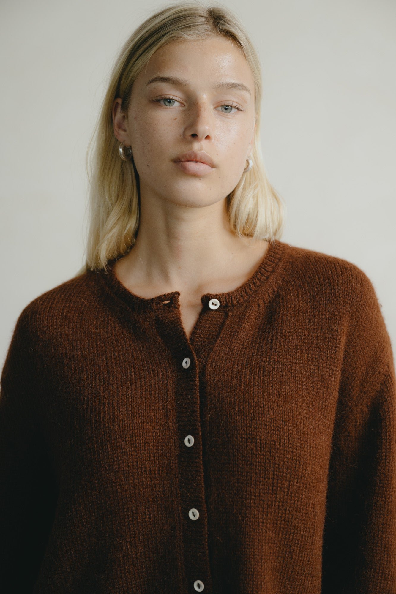 Everyday Cardigan, Baby Alpaca, Rust - Image 2