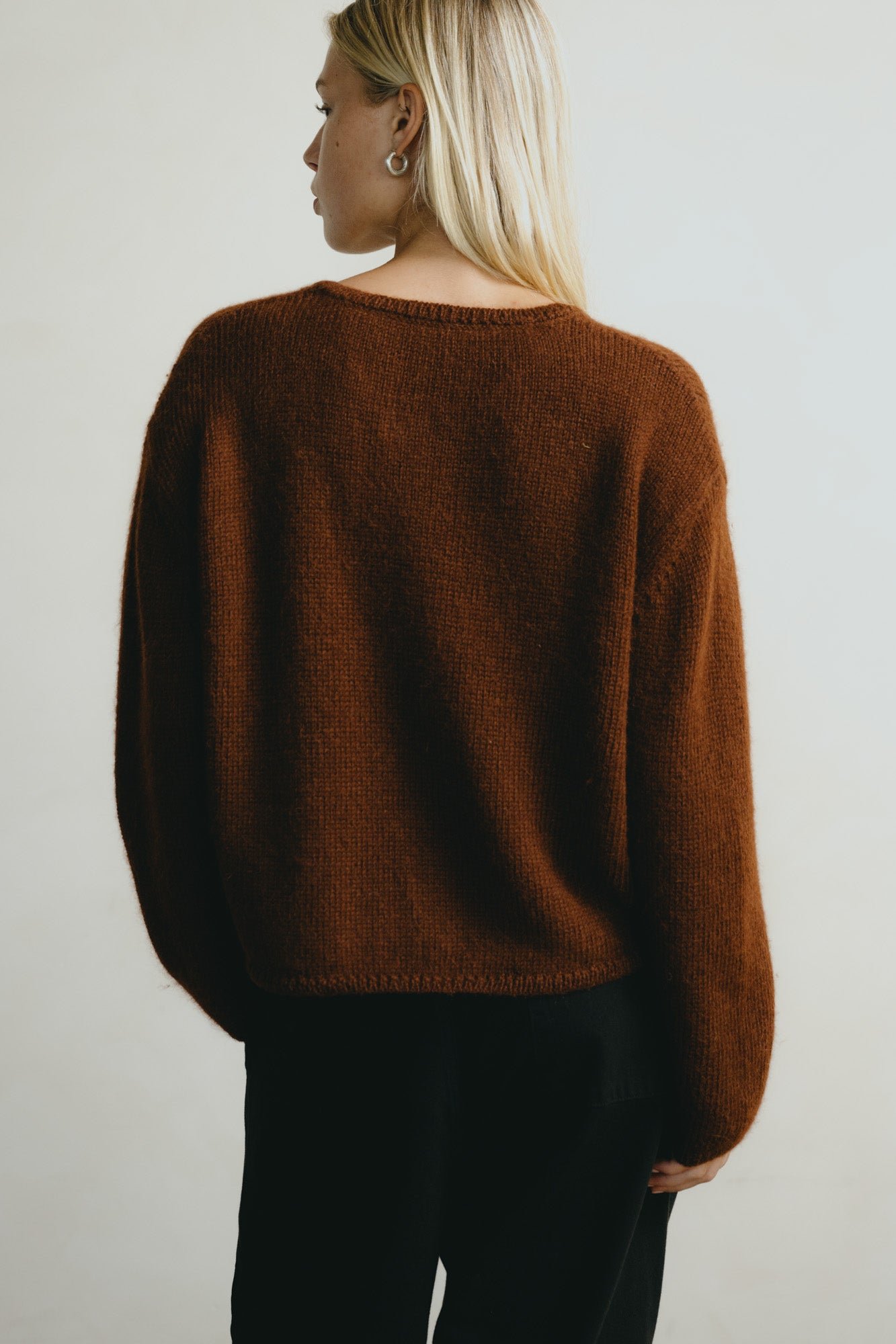 Everyday Cardigan, Baby Alpaca, Rust - Image 4