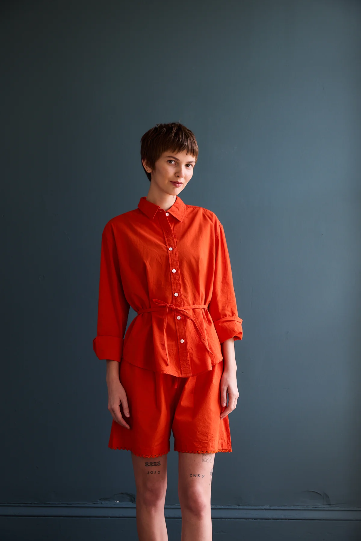 Nila Cotton Tied Button Down Shirt in White - Image 3
