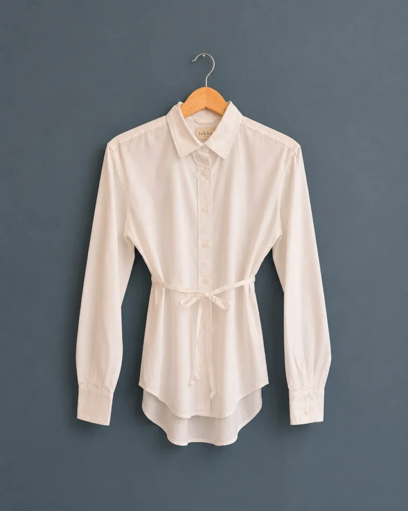 Nila Cotton Tied Button Down Shirt in White