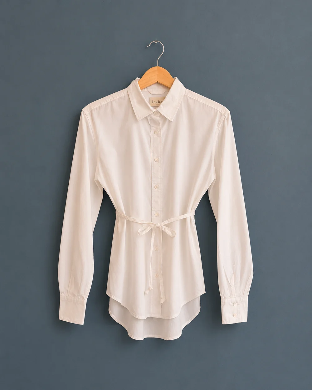 Nila Cotton Tied Button Down Shirt in White