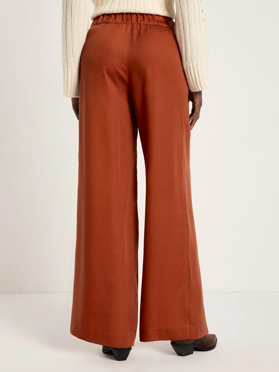 Wide Leg Tencel Pants in Burnt Orange - Image 3