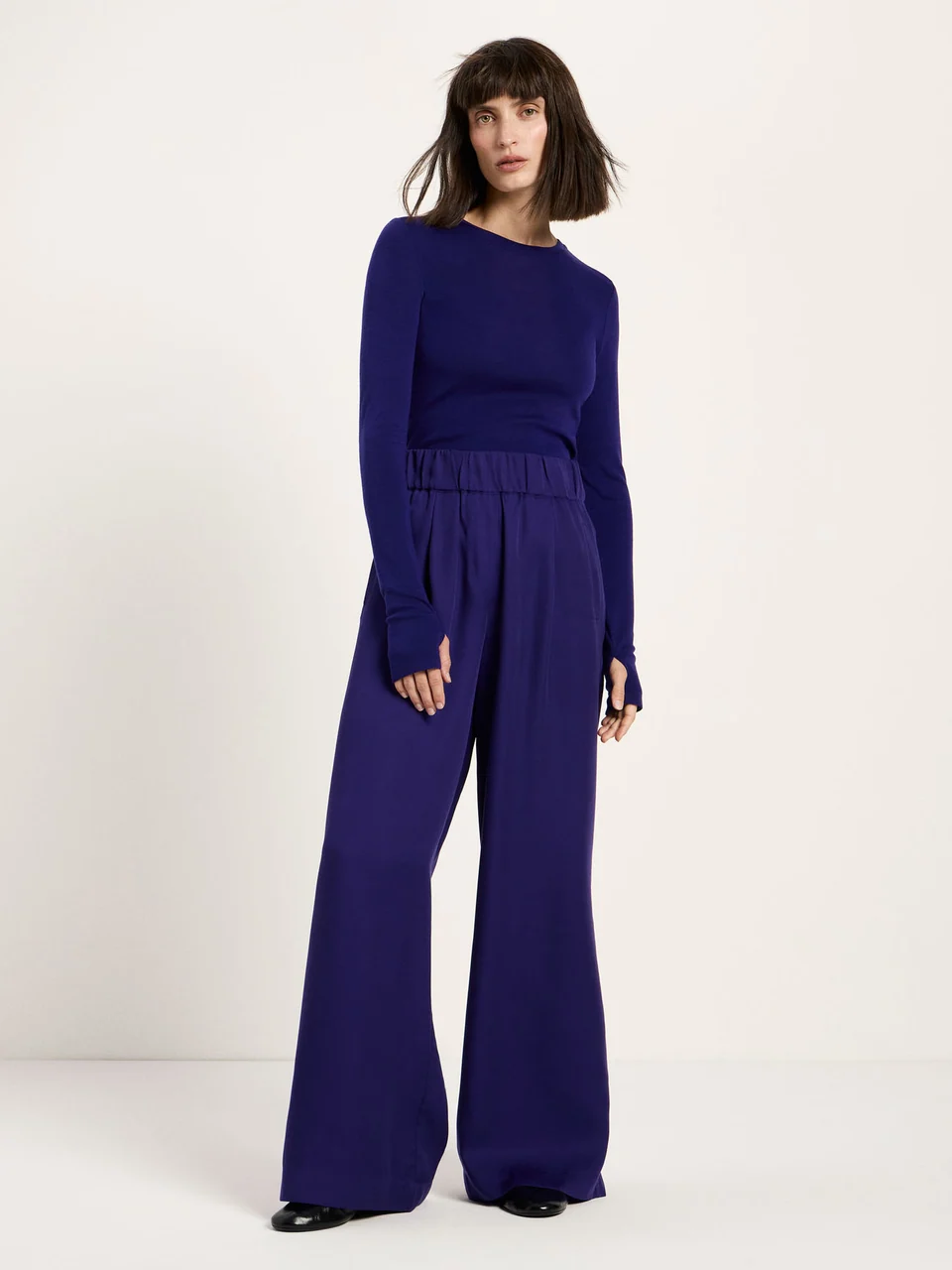 Wide Leg Tencel Pants in Violet