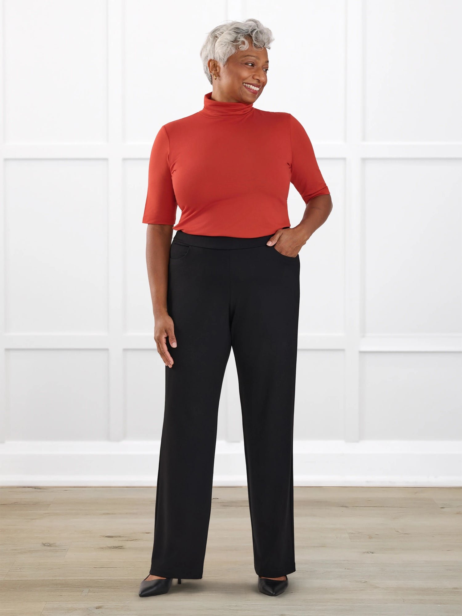 Avalynn mid-rise straight leg pant in Merlot - Image 11