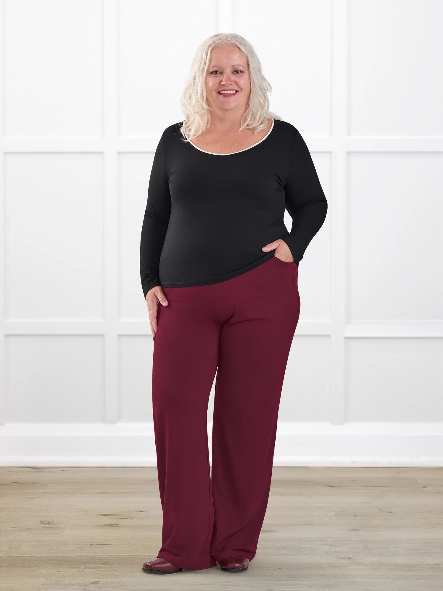 Avalynn mid-rise straight leg pant in Merlot - Image 6