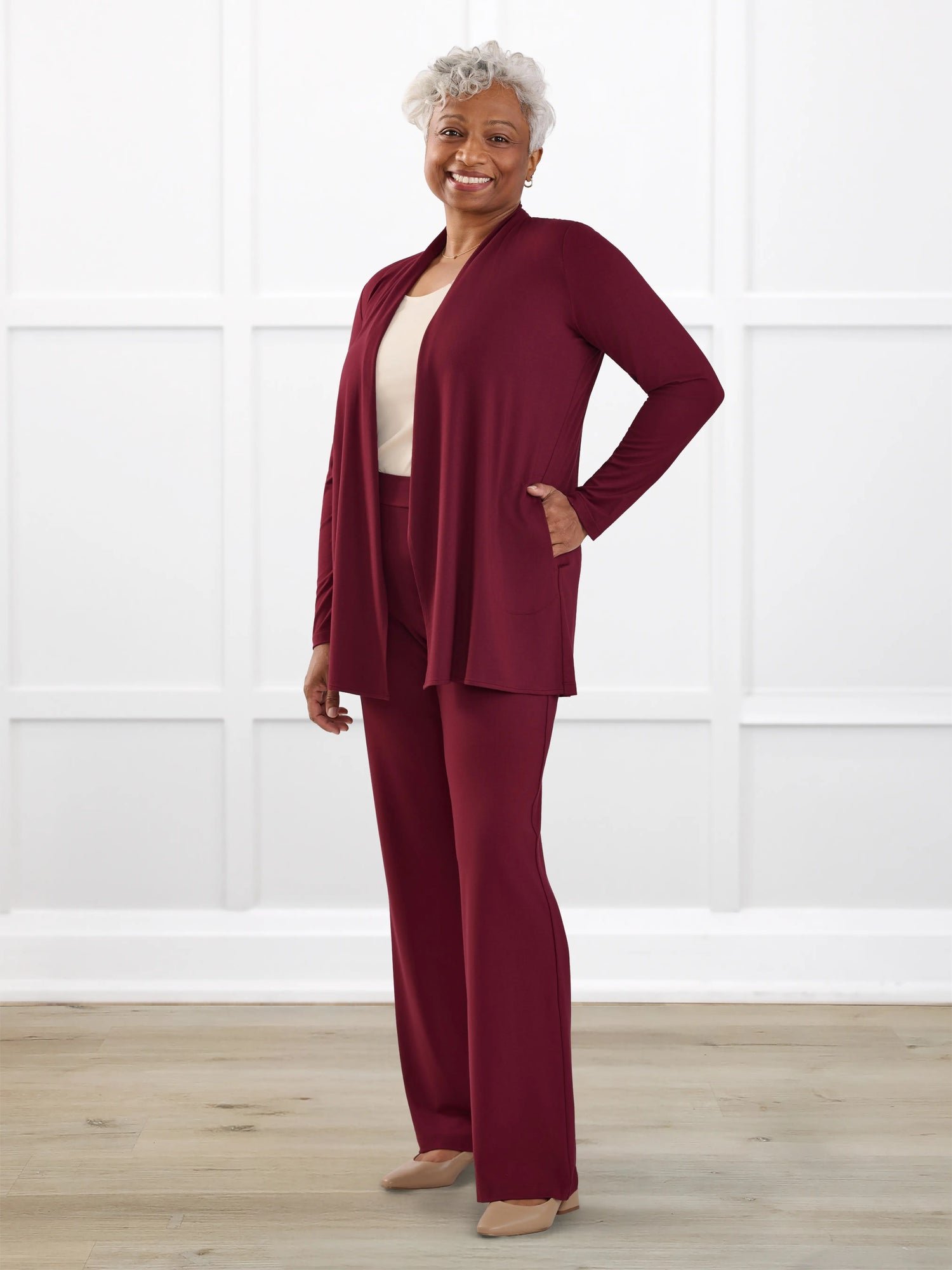 Avalynn mid-rise straight leg pant in Merlot - Image 8
