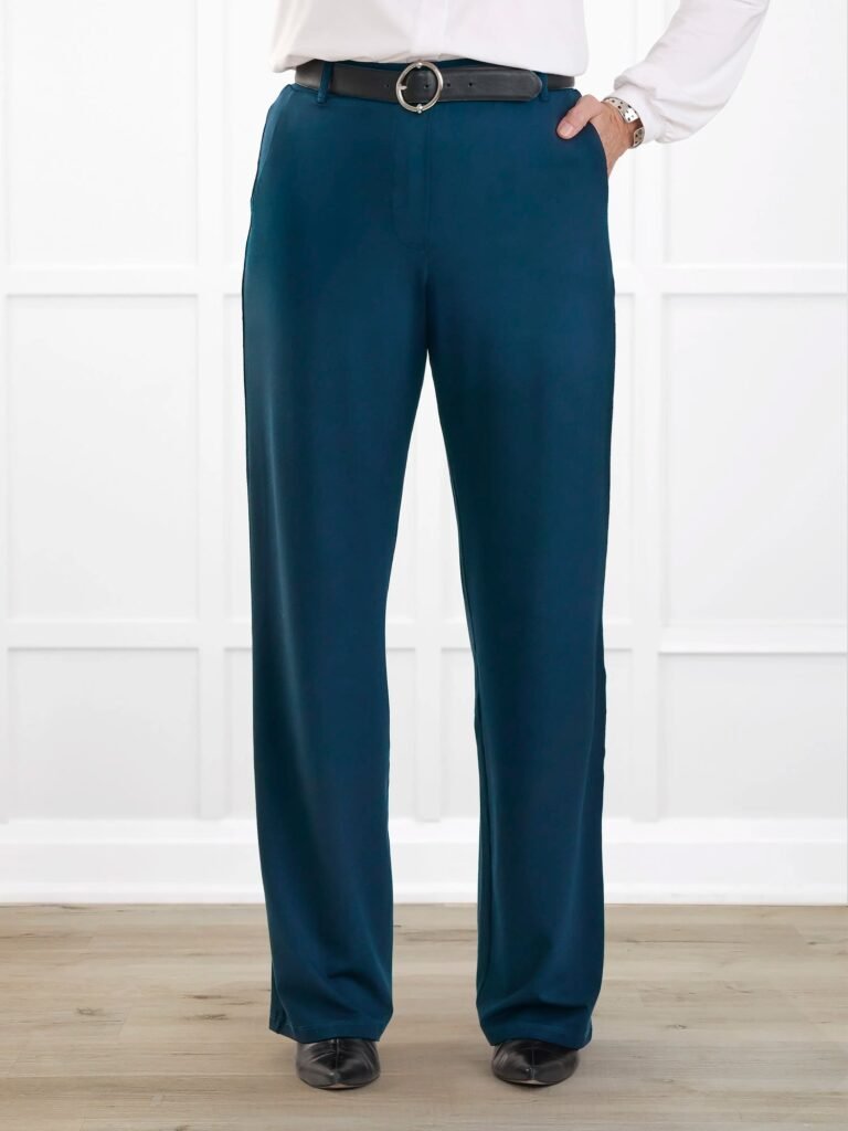 Viviana high waisted straight leg pant in Atlantic Blue